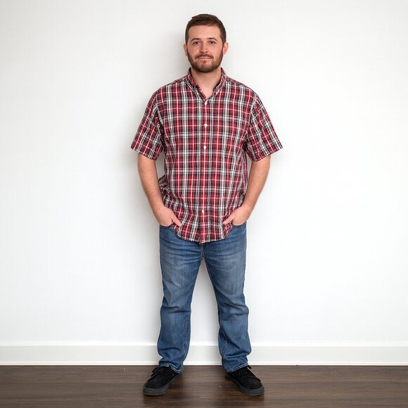 Ralph Lauren Shirt Men L Multicolor Short Sleeve Stripe Seersucker Button Up Y2K - Picture 1 of 7